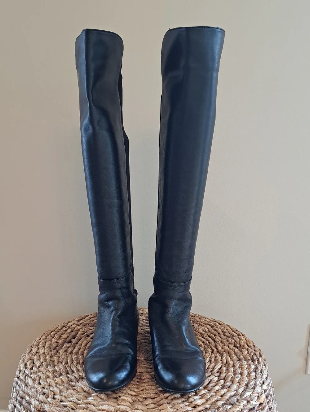 Stuart Weitzman Womens‎ 50/50 Black Leather/Microfiber Over-the-Knee Boots 5.5